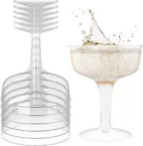 99089 Crown Display Inc. Exquisite Plastic Champagne Party Glasses-2 Piece Disposable 4 Oz Wine Cups 24