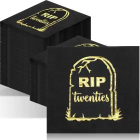 Wc-crtiin-1308 Crtiin Death To My 20s Napkins 100 Pcs 30th Birthday Gold 5x5 Inch 2-ply