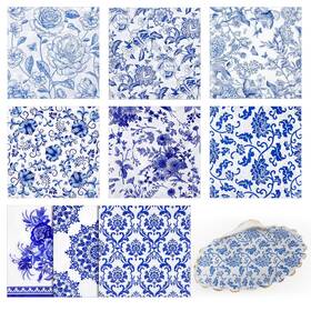 Crtiin Wc-crtiin-3499 36 Pack 9 Styles Decoupage Napkins Assorted Blue And White Floral Napk