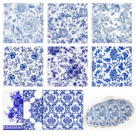 Wc-crtiin-3499 Crtiin 36 Pack 9 Styles Decoupage Napkins Assorted Blue And White Floral Napk Wc-crtiin-3499 Crtiin 36 Pack 9 Styles Decoupage Napkins Assorted Blue And White Floral Napk