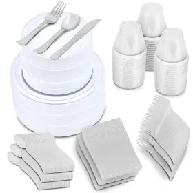Crystal Ridge Tableware 198168680445 600-piece Premium Plastic Plates Dinnerware Sets For 100 Guests Includes 10