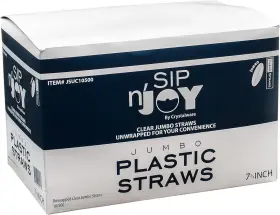 43205-3085 Crystal Ware 500-pack Plastic Straws- 7.75 Inches Long Drinking Straws Standard Size Bulk