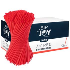 Crystal Ware Cw-11555 Crystalware Plastic Sip Stirrers 7 1/2 Inch 1/2-inch Pack Of 1 Red