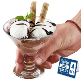 Crystalia 810065860545 Glass Ice Cream Bowl Set Small Dessert Cups For Trifle Parfait Sundae Pudd Inch