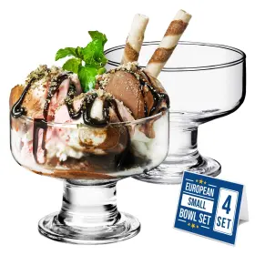 Crystalia 850008099809 Small Glass Ice Cream Bowl Set Dessert Cups For Trifle Parfait Sundae
