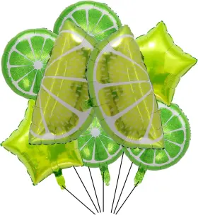 Cstywc 744110066470 8pcs Lime Balloons Large Fruit Green Lemon Foil Round Mylar