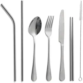 747906 Cuisipro Stainless Steel Full Travel Cutlery Set 8-piece Grey Gray
