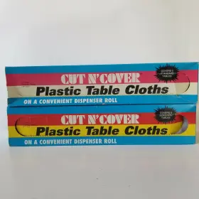 Cut N Cover 072061112305 Vintage Plastic Table Cloth 4 X 30ft Picnic Classic Red White Lot 2