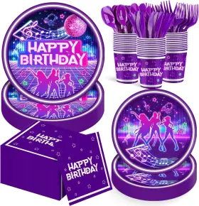 Cutedog 445039151188 168pcs Kpop Birthday Decorations K Pop Party Plates Napkins Cups Knives Forks Sp