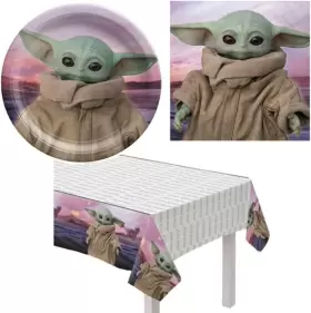 Cv Party Bundles 696393800206 The Mandalorian Baby Yoda - Napkins Plates Tablecover Happy