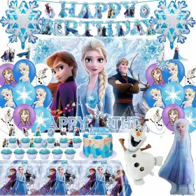 Hooho-dj996 Cvcxfparty Elegant Birthday Party Supplies Snowflake Balloons Banners Backdrop More