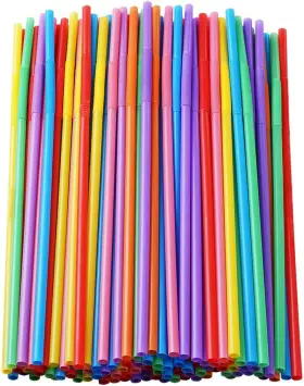 Cvndkn 313035764701 100 Pcs Colorful Plastic Long Flexible Straws. 0.23ftftdiameter And 10.2 Inch