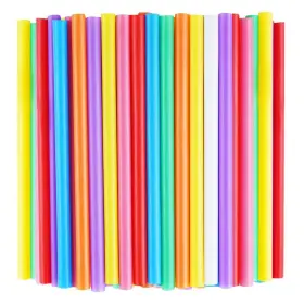 Cvndkn 600358138945 100 Pcs Jumbo Smoothie Straws Colorful Disposable Plastic Large Wide-mouthed