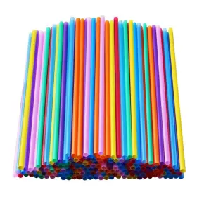 Cvndkn 600358139065 200 Pcs Colorful Plastic Long Disposable Drinking Straws. 0.23ftftdiameter And