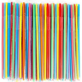 Cvndkn 600358142058 200 Pcs Individually Packaged Colorful Disposable Extra Long Flexible Plastic