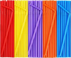 Cvndkn 600358142096 500 Pcs Colorful Flexible Disposable Plastic Drinking Straws. 0.23ftft Diameter