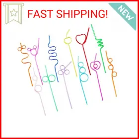 Cvndkn 744110453478 24 Pcs Silly Crazy Straws For Kids &adults Reusable Plastic Loop Curly Dri