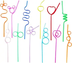 Straws5451 Cvndkn Crazy Straws 24 Pcs Silly For Kids &adults Reusable Regular Colour