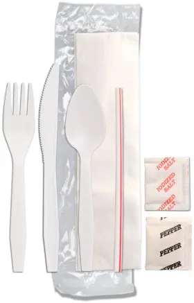 D & W Fine Pack 097111121496 And Senate Individually Wrapped White Cutlery Kit Fork Knife