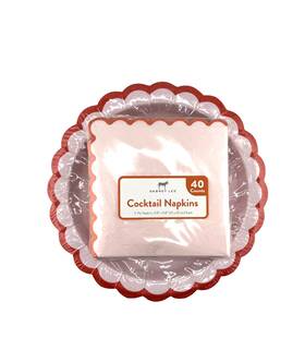 Dabney Lee 197960087865 Cocktail Napkins And Salad/desert Plates Pink Red - Lot Of 2/sealed