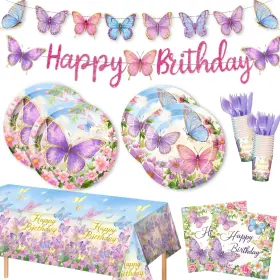 Bb0019 Daidle Unicorn Birthday Party Supplies Kit Banner Tableware For 24 Guests