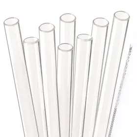 Dakoufish 718255627223 Reusable Smoothie Straws 9 Inch Long Wide Mouth Plastic Straight Drinking Str