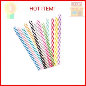 Dakoufish 718255628121 12 Piece 13 Inch Reusable Plastic Thick Drinking Straws Bpa Free Mason
