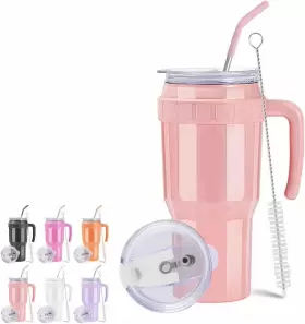 Tumb002 Dandan 40oz Tumbler With Removable Handle Gifts For Coffee Lovers Women Pink-orange Tumb002 Dandan 40oz Tumbler With Removable Handle Gifts For Coffee Lovers Women Pink-orange