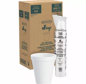 Dart 041594200063 6j6 Insulated Foam Cup White 6oz - 1000/case