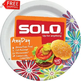 Dart Container 313031099012 Solo Anyday 10 Inch Paper Plates Mega Pack Of 100ct