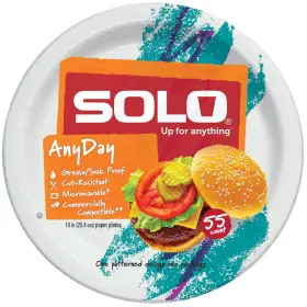 Rd1055-00055 Dart Container Solo 10 Inch Large Paper Plates Jazz 90s Nostalgic Print Pack Of 55ct