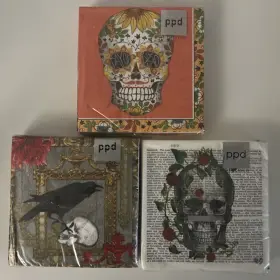 711519 Day Of The Dead Beverage Napkins Skull Graphic 3 Design 60ct Total