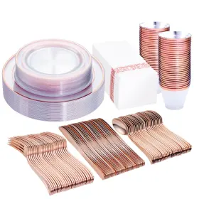 Dayammi 664111759181 350pcs Rose Gold Plates Dinnerware Set Include 50 Dinner Pl