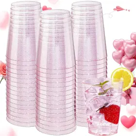 Ec01 Dayammi 100 Pack 10oz Pink Plastic Cups Premium 10 Oz Rose Gold Glitter