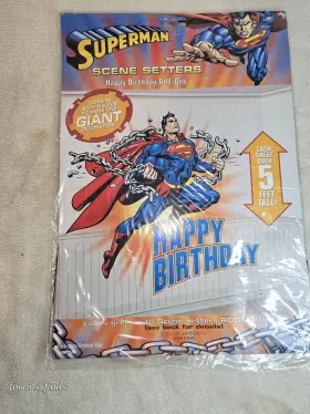 Dc 048419663232 Superman Happy Birthday Backdrop Wall Scene Setter Good Indoor Or Outdoor