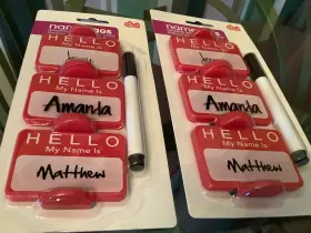 Dci 819401031304 Inch Hello My Name Is Reusable Write On Place Cards 2 Pkgs. Of 6 Dic Brand Nwt