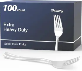 100sfork Dealusy 100 Count Heavy Duty Silver Plastic Forks Disposable Bpa-free Heat