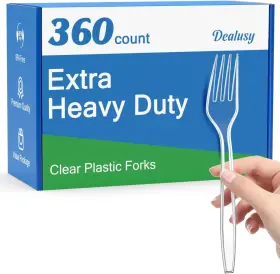 360gfork Dealusy 360 Count Extra Heavy Duty Clear Plastic Forks Disposable Bpa-free Heat