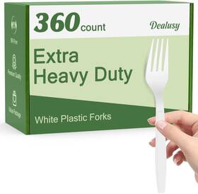 Dealusy 360wfork Plastic Forks 360 Count Disposable Bpa Free Heavy Duty Extra White Heat