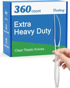 360wknife Dealusy 360 Count Extra Heavy Duty Clear Plastic Knives Disposable Bpa-free Heat