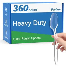 Dealusy 645656277583 360 Count Clear Plastic Spoons Disposable Bpa-free Heat Resistant Sol