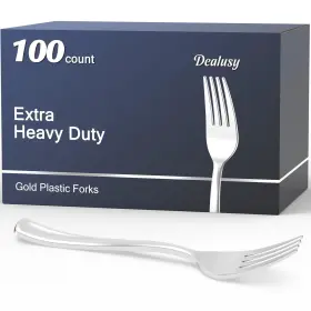 Dealusy 645656277613 100 Count Heavy Duty Silver Plastic Forks Disposable Bpa-free Heat Resistan