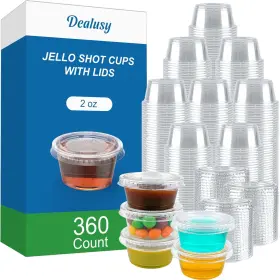 Dealusy 784300797852 360 Set 2 Oz Jello Shot Cups With Lids Sturdy And Food Safe Disposable