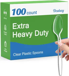 Spoon02 Dealusy 100 Count Clear Plastic Spoons Disposable Bpa-free Heat Resistant Solid And D