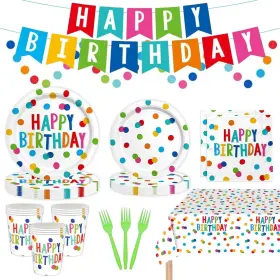 Yd2024 Deayisty 128pcs Birthday Party Decorations Colorful Dots 9inch And 7inch Multicolor