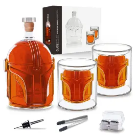 H2d5j7k Decantemotion Space Helmet Shaped Whiskey Decanter Set With 2 Wine Glasses Transparent