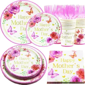 Decodinli 313095089059 Mothers Day Party Supplies Paper Plates And Napkins Happy Mother