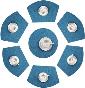 1ss00011 Decor Round Table Placemats Set Of 7 Wedge Shaped Place Mat With Centerpiece