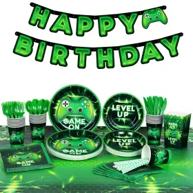 Ft-zh-qda0014 Decorlife Video Game Party Supplies Serves 24 Gaming Birthday For Boys