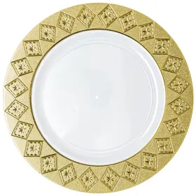 Decorline 615867837043 White Dinner Plates With Gold Rim - 9 Inch Imperial Collection Pack Of 12